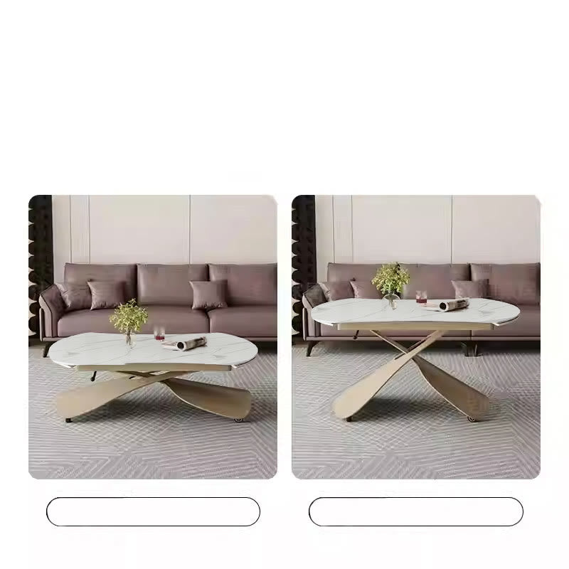 Extenable Height Dual-use Stone Top Dining Table Coffee Table