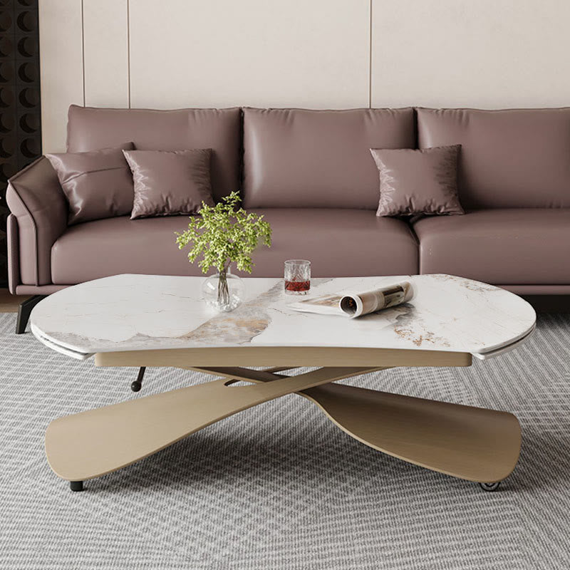 Rectangular  Stone Top Dining Table with Casters - image 2