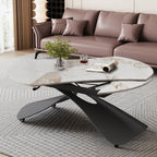 Rectangular  Stone Top Dining Table with Casters - Pandora Top + Black Base - image 6