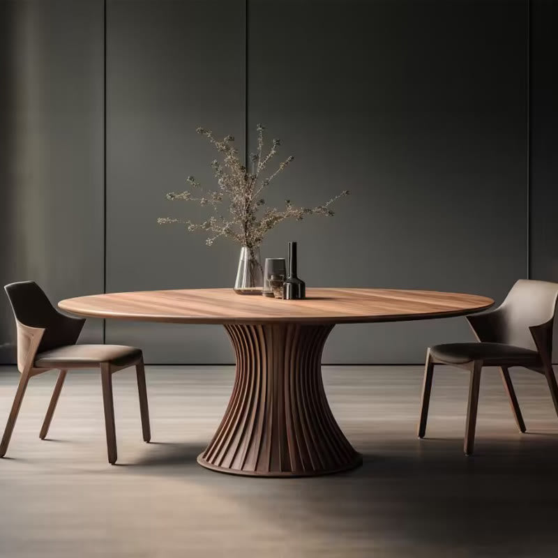 Mid-century Solid Wood Round Table - Walnut - W47.24" x D47.24" x H29.53" - image 0