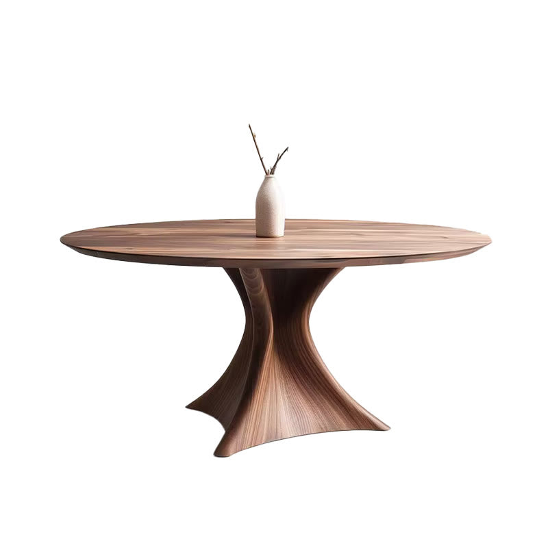 Trunk Type Base Walnut Solid Wood Dining Table