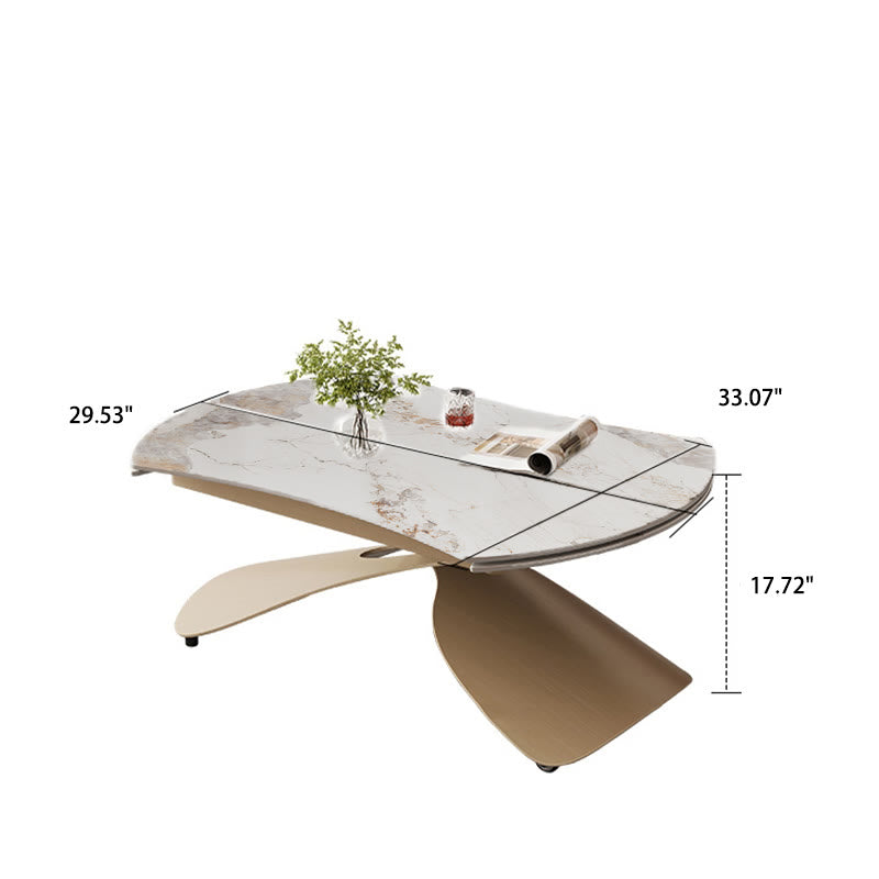 Extenable Height Dual-use Stone Top Dining Table Coffee Table