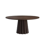 Bottom Striped Cylindrical Base Solid Wood Dining Table - image 1
