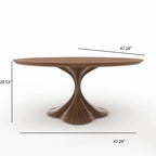Walnut Color Solid Wood Dining Table With Hourglass Base - image 5