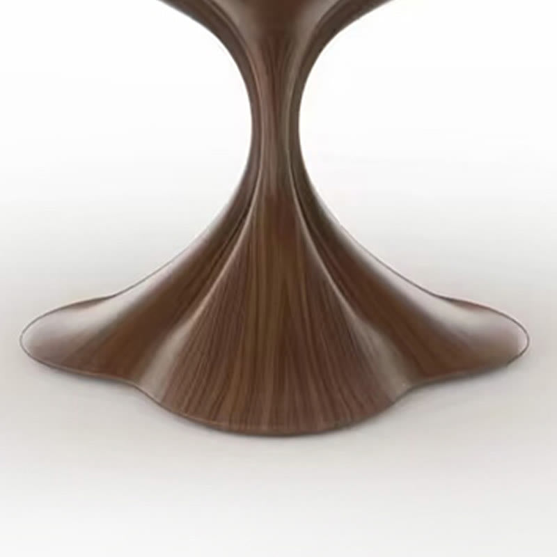 Walnut Color Solid Wood Dining Table With Hourglass Base