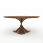 Walnut Color Solid Wood Dining Table With Hourglass Base - image 1