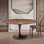 47" Retro Solid Wood Round Dining Table - Walnut - image 0