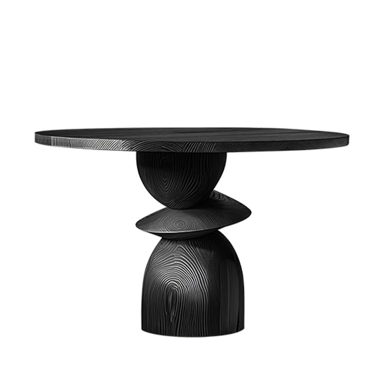Solid Wood Round Dining Table With Shaped Base