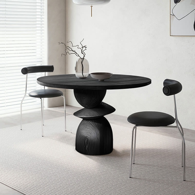 Solid Wood Round Dining Table With Shaped Base