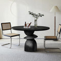 Solid Wood Round Dining Table With Shaped Base - Black - image 0