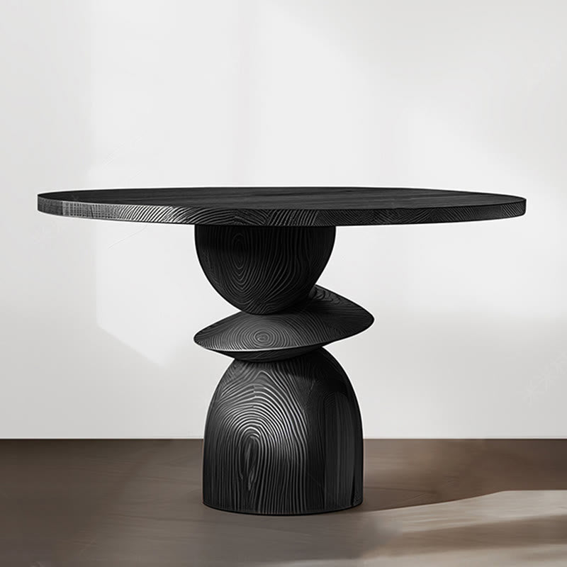 Solid Wood Round Dining Table With Shaped Base