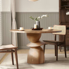 Solid Wood Round Dining Table With Shaped Base - image 8