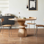 Solid Wood Round Dining Table With Shaped Base - Natural Wood - image 5