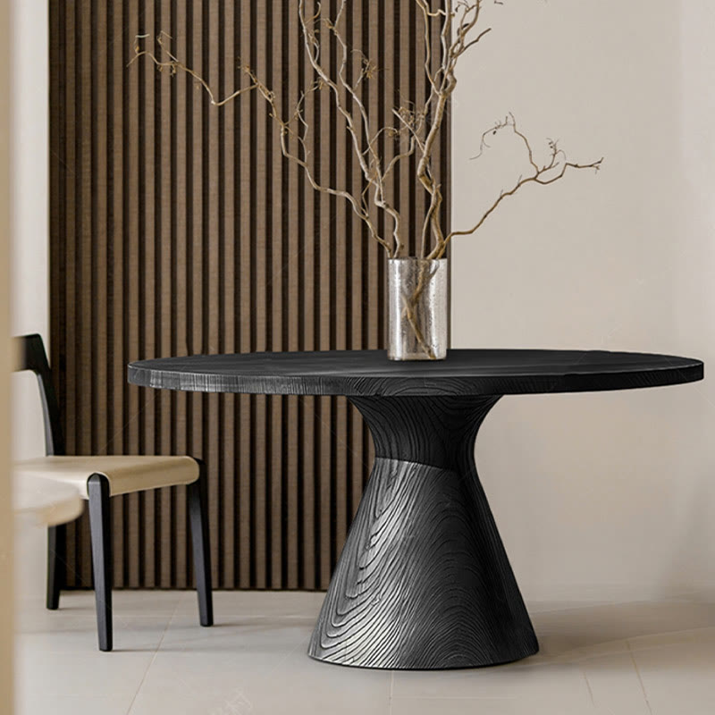 47" Living Room Farmhouse Style Circle Dining Table - Black - image 5