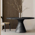 47" Living Room Farmhouse Style Circle Dining Table - Black - image 5
