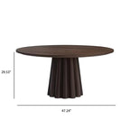 Bottom Striped Cylindrical Base Solid Wood Dining Table - image 6