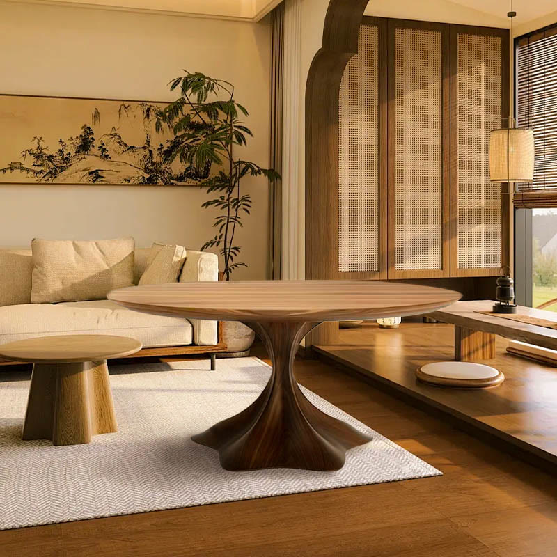 Solid Wood Round Dining Table With Pedestal Base - image 5