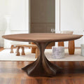 Solid Wood Round Dining Table With Pedestal Base - Walnut - image 0