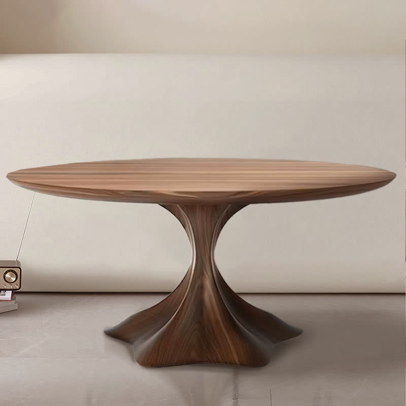 Solid Wood Round Dining Table With Pedestal Base