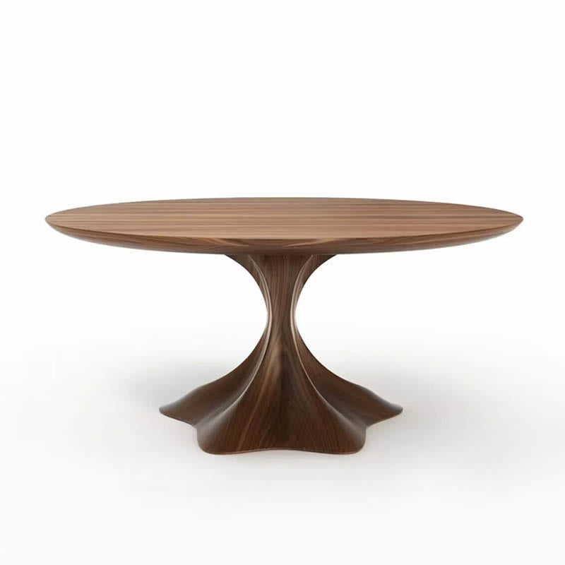 Solid Wood Round Dining Table With Pedestal Base