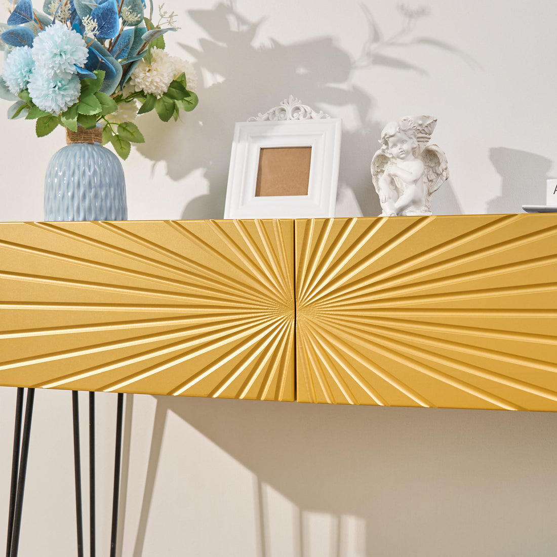 Gold Double Drawer Console Table