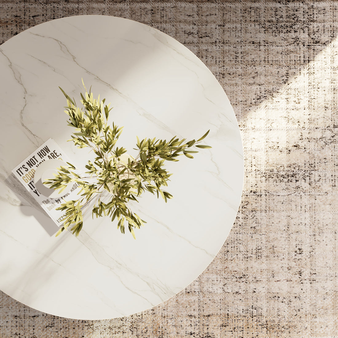 Mid-century Round Sintered  stone Table Top Coffee Table