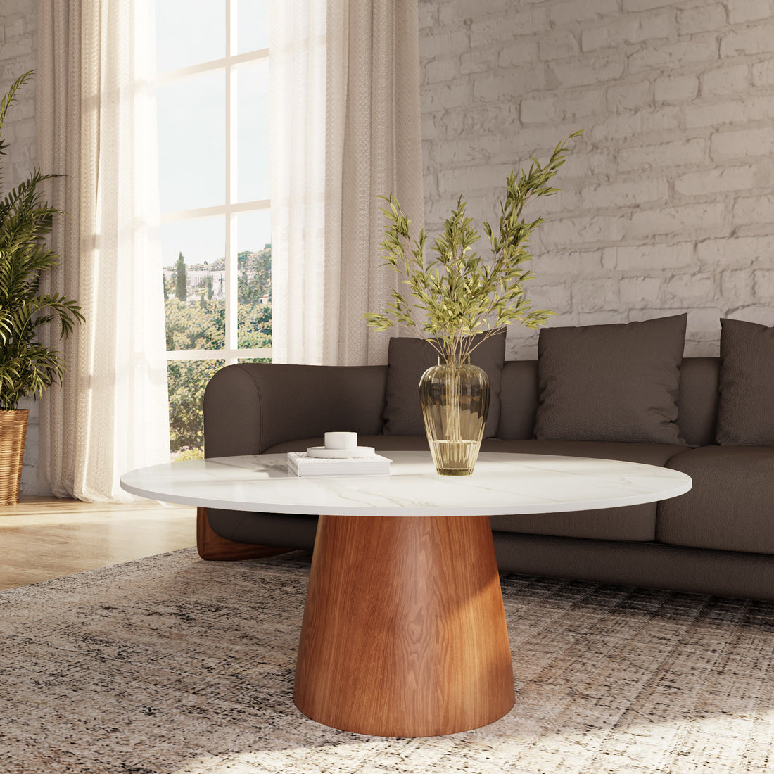 Mid-century Round Sintered  stone Table Top Coffee Table