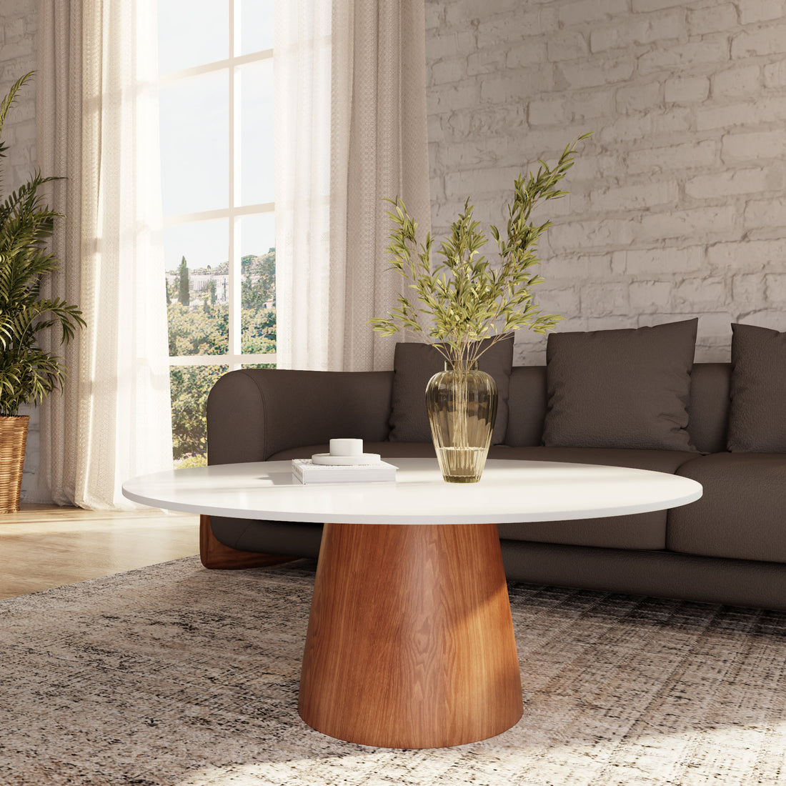 Mid-century Round Sintered  stone Table Top Coffee Table