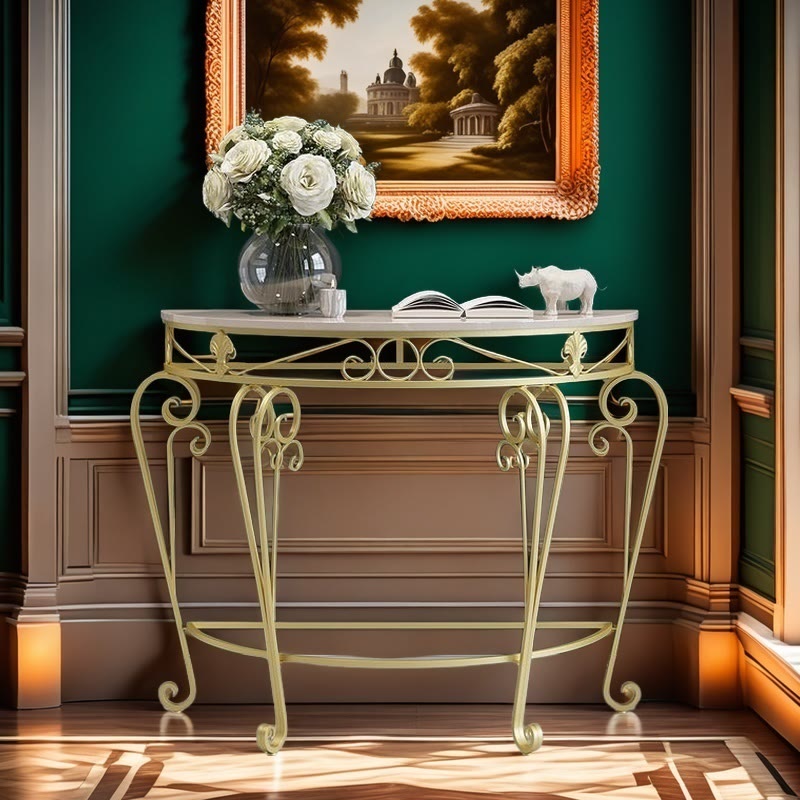 Carved Half-moon Entrance Console Table