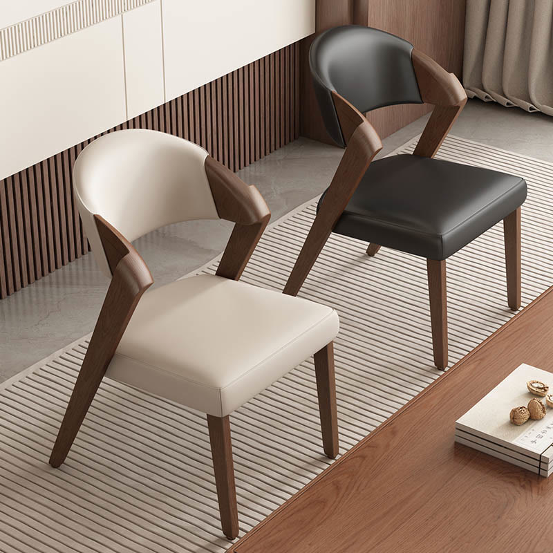 2x Modern Solid Wood Leather Dining Chair