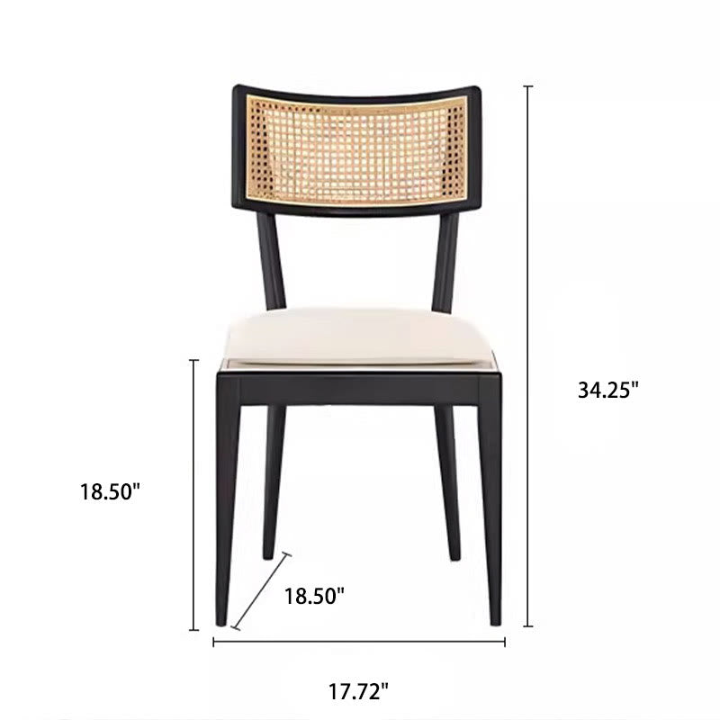 1x/2x Mid-century Solid Wood Rattan Dining Chair - image 7