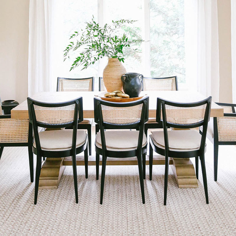 1x/2x Mid-century Solid Wood Rattan Dining Chair - image 6