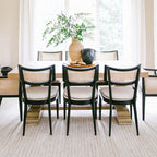 1x/2x Mid-century Solid Wood Rattan Dining Chair - image 6