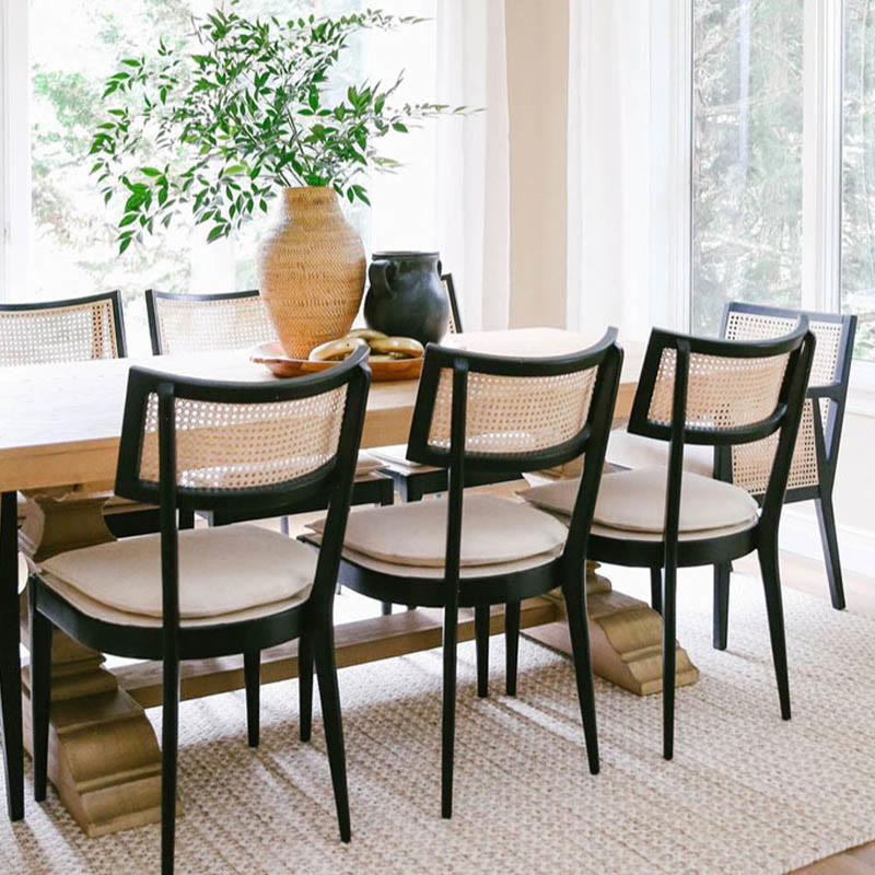 1x/2x Mid-century Solid Wood Rattan Dining Chair - image 2