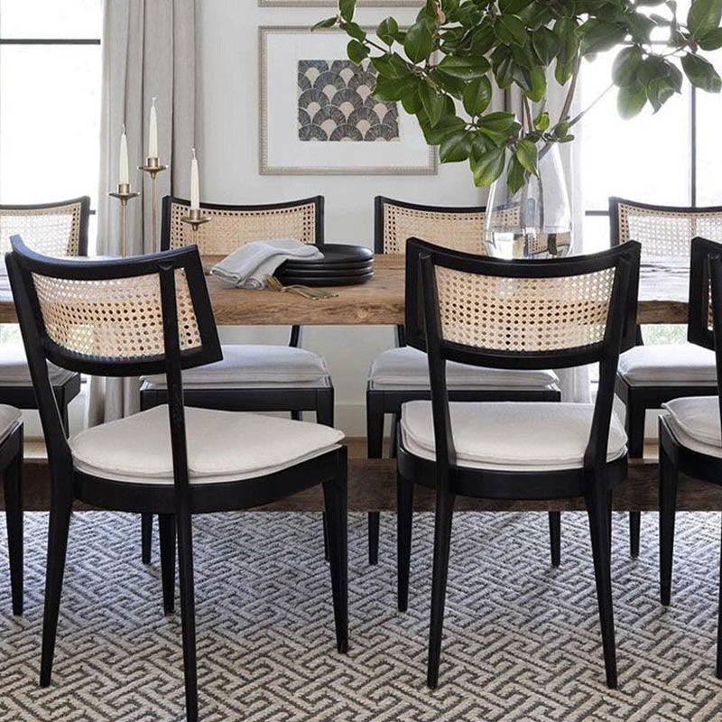 1x/2x Mid-century Solid Wood Rattan Dining Chair - image 4