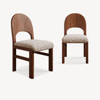 1x/2x Retro Style Solid Wood Backrest Dining Chair