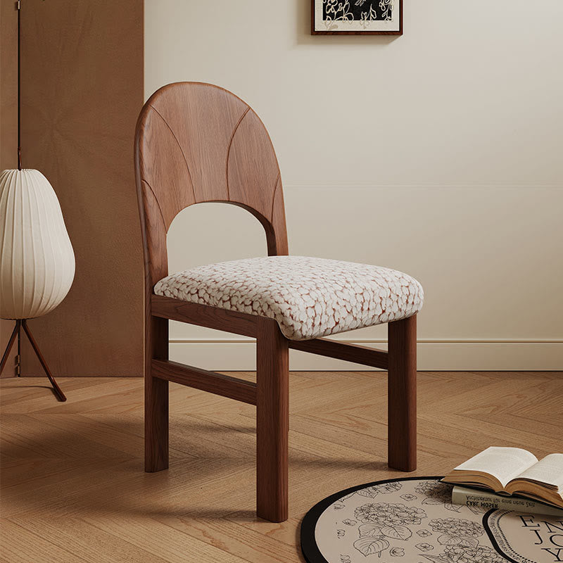 1x/2x Retro Style Solid Wood Backrest Dining Chair - Walnut - 2x - image 0