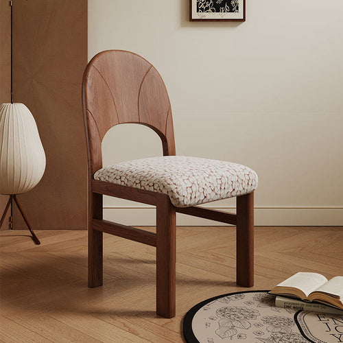1x/2x Retro Style Solid Wood Backrest Dining Chair - Walnut - 2x - image 0