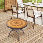 Wood Grain Color Carved Outdoor Round Dining Table - Bronze color - image 3