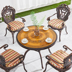 Wood Grain Color Carved Outdoor Round Dining Table - image 4