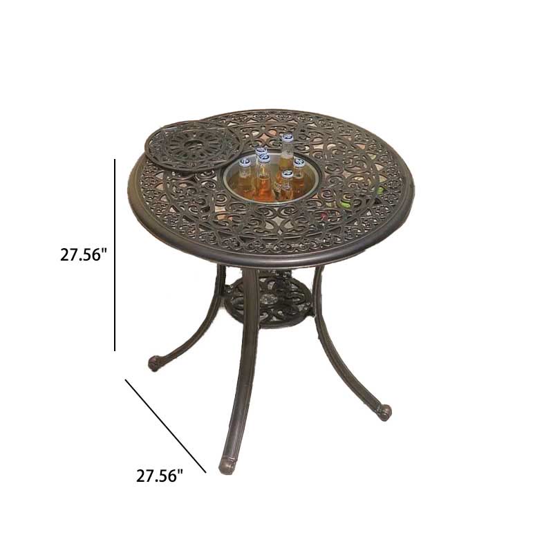 3PCS Outdoor Ice Bucket Table Round Dining Table Set