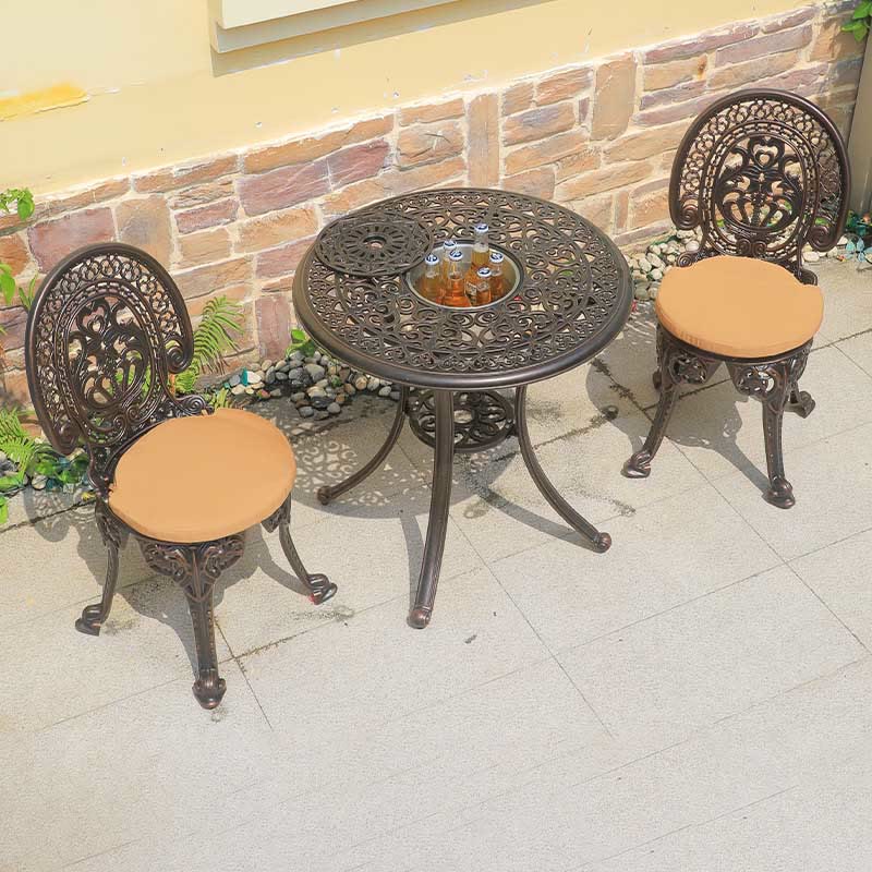 3PCS Outdoor Ice Bucket Table Round Dining Table Set - Bronze color - image 0