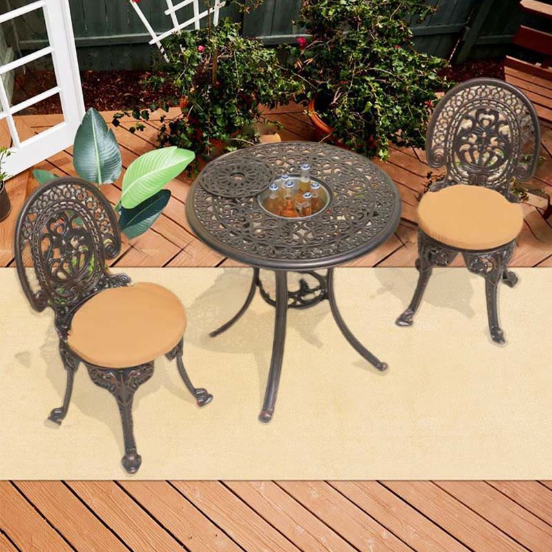 3PCS Outdoor Ice Bucket Table Round Dining Table Set