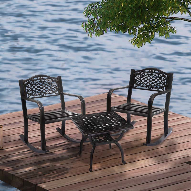 3PCS Bronze Outdoor Table And Chair Set - image 3