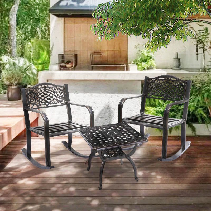 3PCS Bronze Outdoor Table And Chair Set - Bronze color - image 2