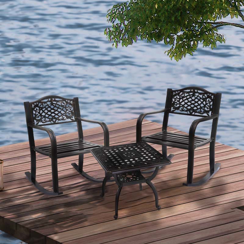 3PCS Bronze Outdoor Table And Chair Set