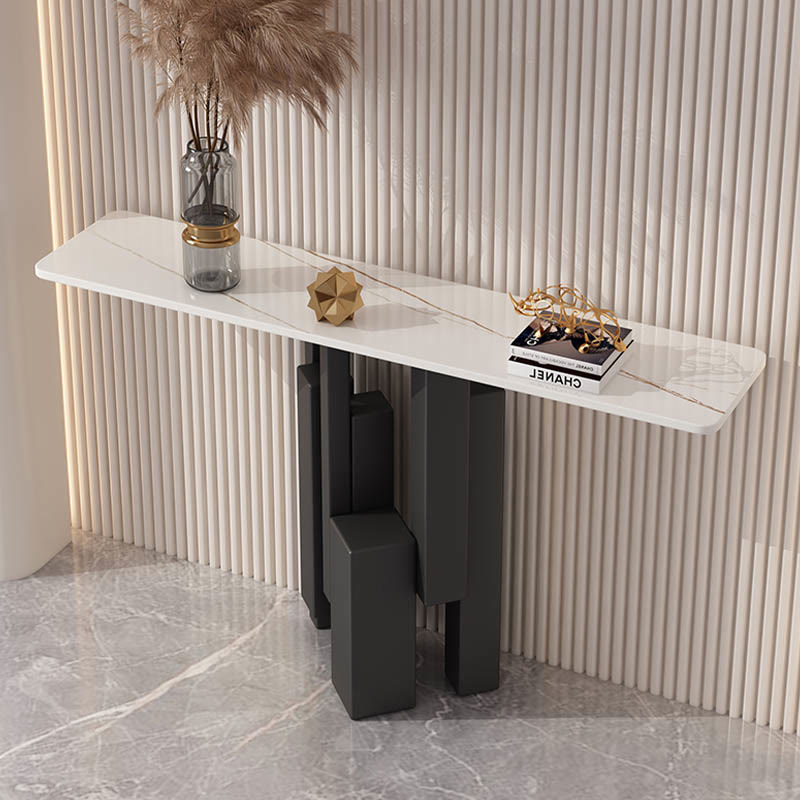 Modern Living Room Wall Console Table - Black - Snow white - image 4
