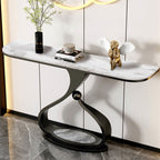Curved Rock Stone Console Table - Black+Snow white - image 2