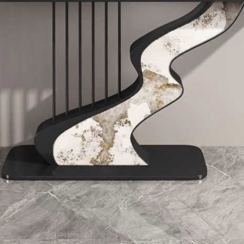 Harp Shaped Narrow Stone Tabletop Console Table