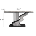 Harp Shaped Narrow Stone Tabletop Console Table - image 7